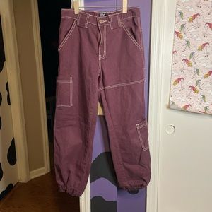 BDG Burgundy Cargo Joggers